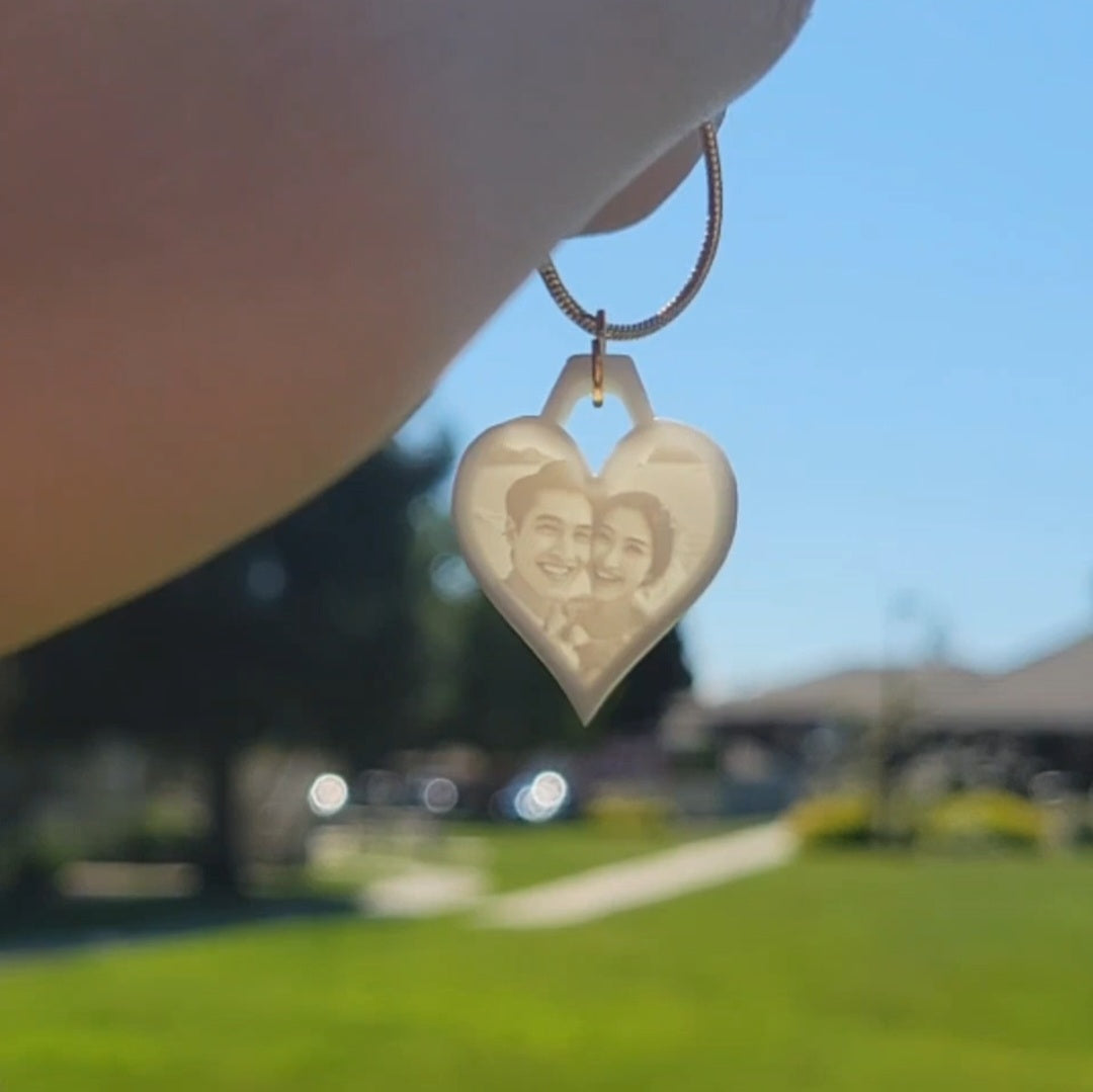 Custom Light Activated Photo Necklace - Heart Charm